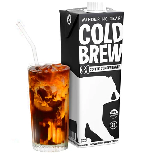Wandering Bear Organic Coffee Concentrate, Black Coffee, Makes 21 Servings, 32 Fl Oz, 1 pack - Unsweetened Specialty Grade - Great for Making Cold Brew Coffee, Iced Coffee, Cold Brew Concentrate