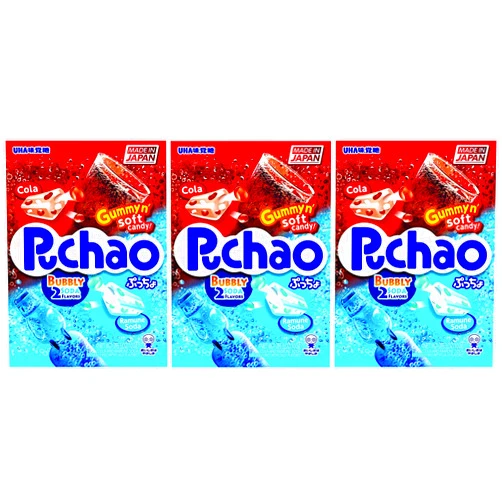 Puchao Gummy n' Soft Candy, Cola and Ramune Soda Flavors, 3.53 oz, Pack of 6
