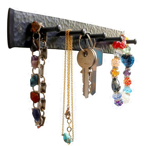 Stur-De Key Holder for Wall - Rustic Hooks for Hanging Accessories, Towel, Leash, Jewellery Hanger for Wall for Farmhouse-Style Homes - Vintage Iron Keys and Towels Rack for Wall - 10 x 1.2 x 1.2 Inch