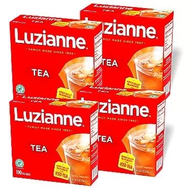 Luzianne Iced Tea Bags, Family Size Unsweetened, 400 Tea Bags (4 Boxes of 100 Count Pack), Specially Blended Iced Tea, Clear & Refreshing Home Brewed Summer Picnic Beverage 100 Count (Pack of 4) Iced Tea Bags