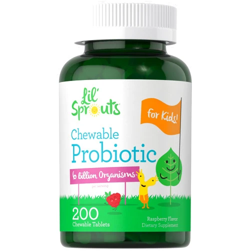 Carlyle Probiotics for Kids Chewable | 200 Count | 6 Billion CFUs | Raspberry Flavor | Non-GMO & Gluten Free Supplement | by Lil' Sprouts