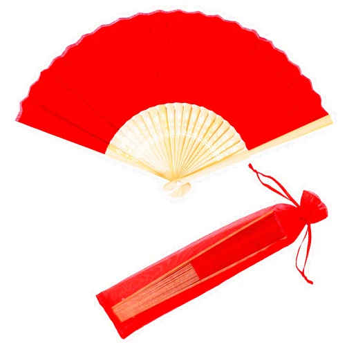 Winlyn 12 Sets Red Silk Hand Fans Chinese Handheld Silk Fans Bamboo Folding Fans Oriental Hand Fans with Bags for Asian Chinese Lunar New Year Party Favors Gift Dance Wedding Festival Holiday Decor