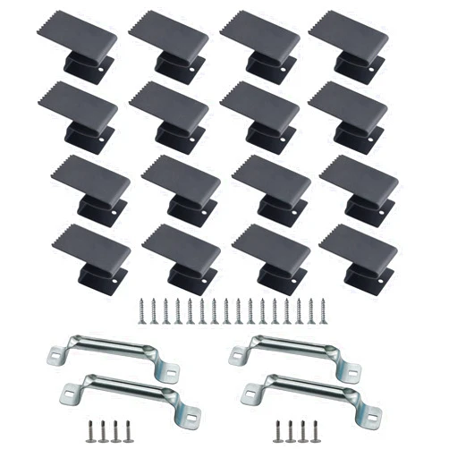 Abeicy 16 Pack Hurricane Window Clips, Black Board-Up Clip with Door Handles and Screws for 1/2