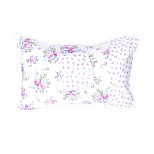 WBYCOTBED White Pillowcases Cotton Queen Purple Floral Printed, Breathable Pillow Covers Set of 2