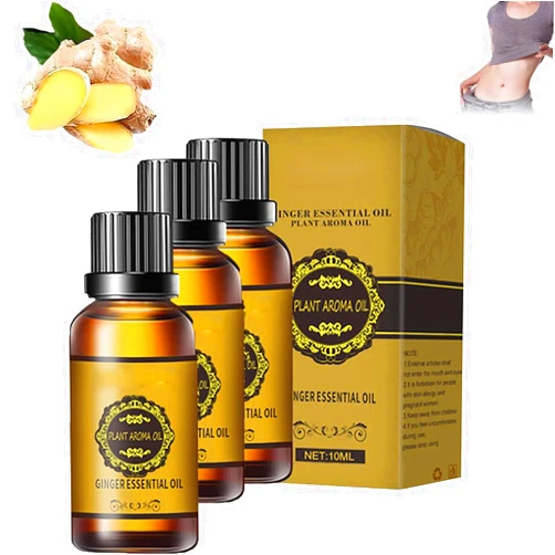 FGEAKL Belly Drainage Ginger Oil,Ginger Oil Lymphatic Drainage Massage,Ginger Essential Oil Care for Skin (3bottle)
