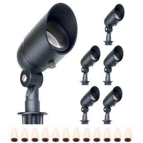 Lumina Lighting® 5W Landscape lighting 12V Landscape Lights Low Voltage Landscape Spotlights Warm White Waterproof Outdoor Replaceable LED Bulb for Garden, Lawn, Porch, Patio and Yard (Black) (6-Pack)