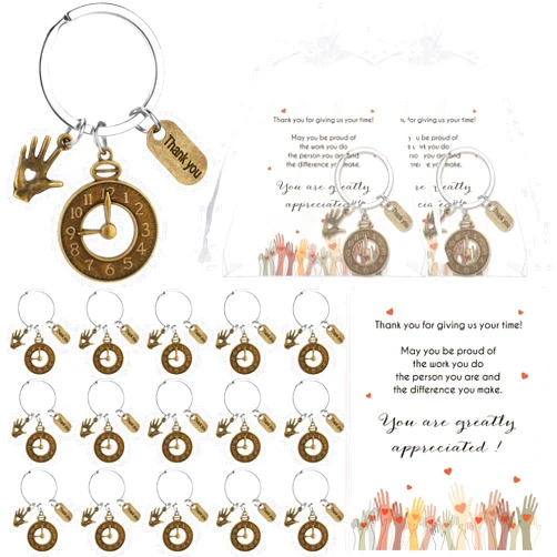Tondiamo Volunteer Appreciation Gift Bulk Thank You for Your Help Clock Keychains for Social Worker Student Volunteering Week