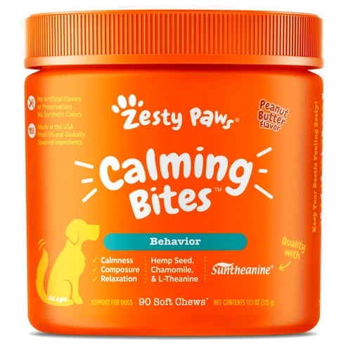 Zesty Paws Calming Chews for Dogs Composure & Relaxation for Everyday Stress & Separation Peanut Butter 90 Count