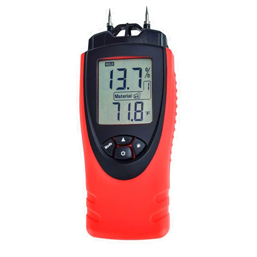 EnnoLogic Moisture Meter - Digital LCD Pin Type 7 Material Settings - Use for Wood Cement Mortar Brick Drywall Carpet - Backlight Hold Max Min Air Temperature and Holster - eH710T