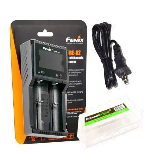 EdisonBright Fenix are-A2 Smart Battery Charger for 21700/18650/16340 BBX5 Battery Carry case