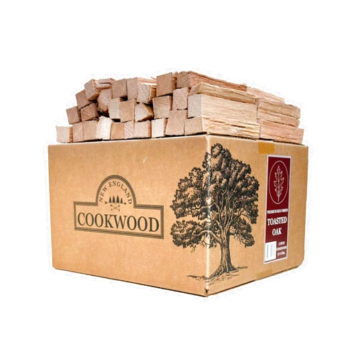 NEW ENGLAND COOKWOOD Toasted Oak 5 Inch Universal Cooking Firewood - 14lbs. ~1000cuin Premium Kiln Dried Cooking Wood for Grills, Smokers and Ooni, Solo, Bertello Pizza Ovens (Red and White Oak Hardwood)