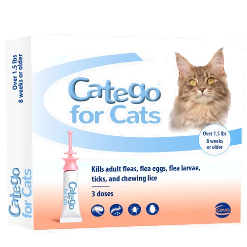 Catego for Cats Flea and Tick Treatment & Prevention (over 1.5 lbs) 3-month supply