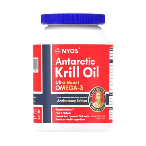 NYO3 Krill Oil Omega 3 Supplement 1000mg 90 Softgels EPA & DHA, Pure Antarctic Krill Oil with Astaxanthin and 56% Phospholipids Laboratory Tested
