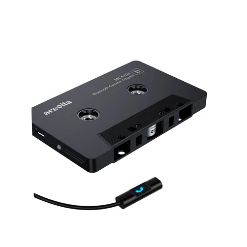 arsvita Bluetooth 5.0 Cassette to Aux Adapter for Car, Tape Audio Adapter, Hands-Free Call, Charcoal Black