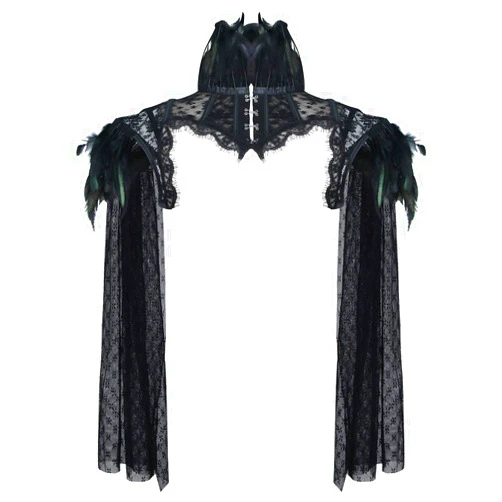 Charmian Women's Steampunk Gothic Accessories Lace Feather Bolero Jacket Shrug