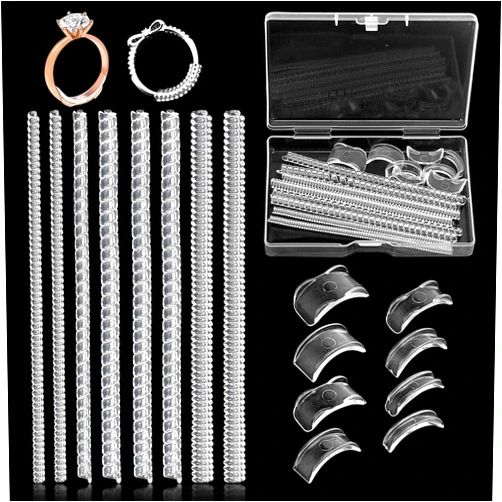 Frealeroda Ring Size Adjuster for Loose Rings, Invisible Ring Size Adjuster Fits Any Ring, 16 Pack 2 Styles, 8 Assorted Sizes, Insert and Spiral Ring Adjuster