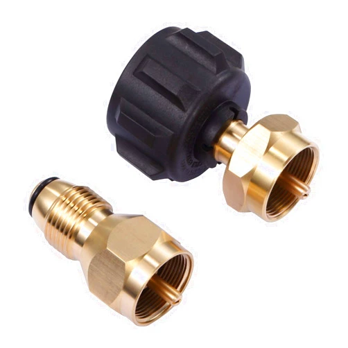 LitOrange 2PCS Solid Brass Universal Safest QCC1 & POL Propane Refill Adapter for Steel Propane Throwaway Disposable Cylinder Bottle - Regulator Valve Accessory Fits All 1 LB Gas Tank Small Cylinders