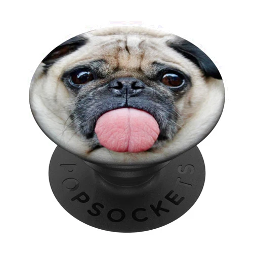 Fuzewear Funny Pug Sticking Out Tongue PopSockets PopGrip: Swappable Grip for Phones & Tablets PopSockets Adhesive PopGrip