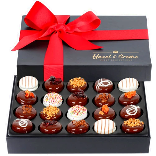Hazel & Creme Cookies Gift Box - Chocolate Cookie Gift - Gourmet Anniversary Basket - Vegan Food Gift - Cookie Gift Basket for Him & Her - Holiday, Corporate, Birthday Gift (Extra Gift Box)