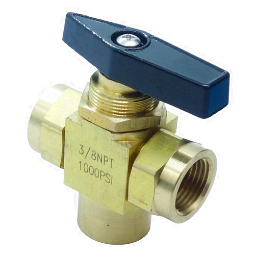 HongBoW Hardware HongBoW Brass Instrument 3 Way Ball Valve L Port Panel Mounted (3/8