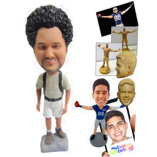 MyCustomBobblehead.com Custom Bobblehead Young Man Wearing A T-Shirt and Shorts Going Out On A Trip - Leisure & Casual Casu