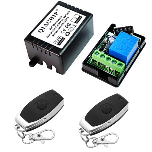 QIACHIP DC 12V 1CH 433Mhz RF Wireless Relay Remote Control Light Momentary Switch Transmitter with Receiver (1 Relay)