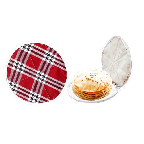 Generic Roti Cotton Cloth Casserole Hot Chapati Box Washable with Chain Roti Rumals Pack of 2, hthy