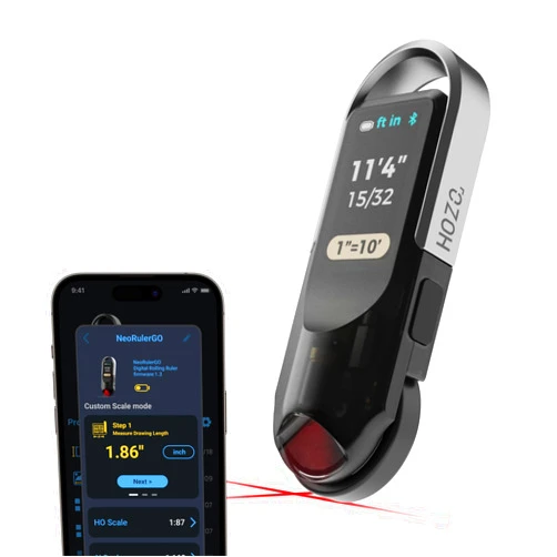 HOZO NeoRulerGO Digital Tape Measure with Laser, Rechargeable Smart Long Distance Rolling Measuring Tool for Flat Curved Diameter Odd Shapes, Bluetooth App, Pocket Size Cool Gadgets Gift for Men,Dad