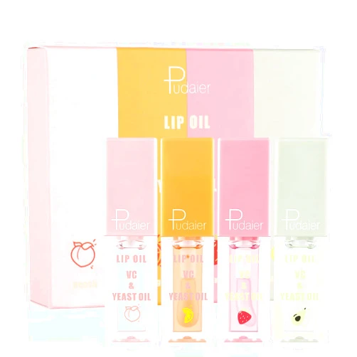 Marine Forest Pudaier Hydrating Lip Oil, Fruit Extract Lip Oil Set Tinted for Dry Lip and Lip Care, Shiny and Moisturizing Transparent Lip Oil Gloss (Mixed Set)