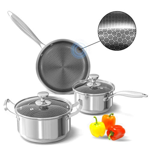 Akaice Pots and Pans Set,5 Pcs Nonstick Kitchen Cookware Sets,Stainless Steel Pots and Pans Set with All Stoves (Induction&Gas&Electric),Non-toxic,Oven Safe