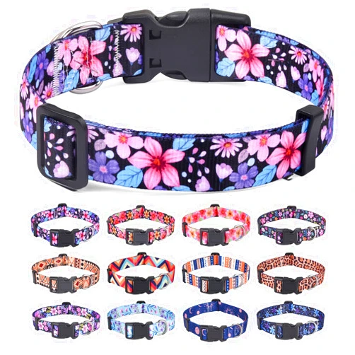 HQYDDMI Dog Collar for Small Dogs Cats, Soft Comfy Pet Collar for Small Medium Large Dogs, Floral Pattern for Boy Girl Puppy Dogs Cats(Floral A,XS)