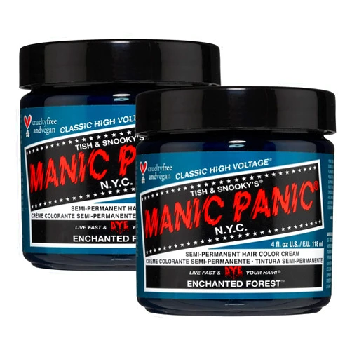MANIC PANIC Classic Enchanted Forest Semi Permanent Hair Color - Deep Teal Green Hair Dye for Women & Men That Lasts 4-6 Weeks - Vegan, Ammonia & Cruelty-Free - Create & Mix Custom Shades (4oz / 2pk)