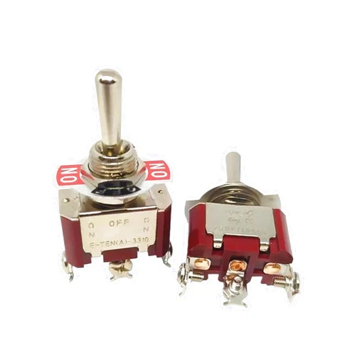 YXX7XY E-TEN1322 Quality Silver Contact DPST 12MM 16A 250V AC ON-Off-ON 6 Pin Reset Rocker Toggle Slide Switch Waterproof(T-Ten(A) 3310,High-end)
