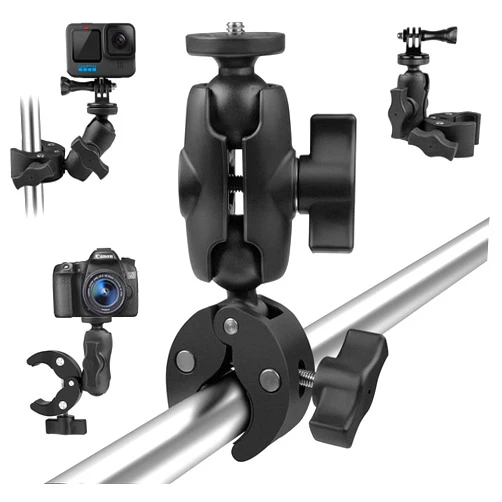 ADOFYS Action Camera and Mobile Universal Aluminium Alloy Mount with Two 360° rotational Angle and with Quick Release clamp for Motorcycle and Bicycle Compatible with Action Camera and Mobile Phone
