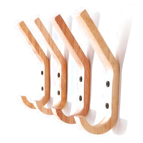 SUPDMZJ 4pcs Wooden Coat Hooks, Heavy Duty Wall Hooks, Natural Oak Hooks, Suitable for Hanging Coats, Hats, Bags