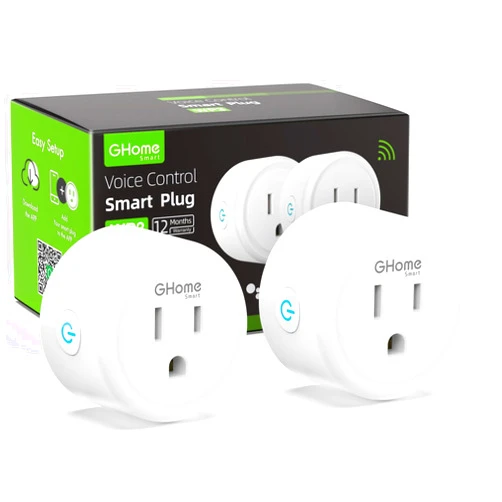 GHome Smart [Upgraded Version] GHome Smart Mini Plug Compatible with Alexa & Google Home, WiFi Outlet Socket Remote Control, Timer Function, Only Supports 2.4GHz Network, No Hub Required, ETL FCC Listed (2 Pack)