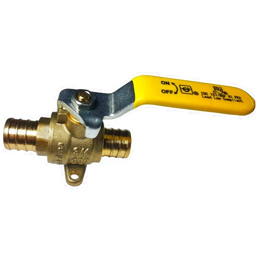 Generic 1 Piece XFITTING 3/4'' Pex Ball Valve with Drop Ear, Brass, Metal Handle, Pex B Ball Valve,Yellow,0.75 Inch