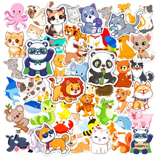 OHOME 100 PCS Water Bottle Stickers for Kids,Cute Animal Aesthetic Sticker Pack - Waterproof Vinyl Kawaii Stickers for Girls Boy Classroom Prizes,Party Favors for Scrapbook, Laptops, Journal,Birthday