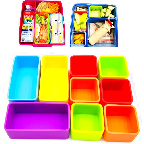 Liamasum Silicone Lunch Boxes Dividers for Kids Bento Accessories, Colorful and Cute Shape Soft BentoBox Bundle Lunch Accessories
