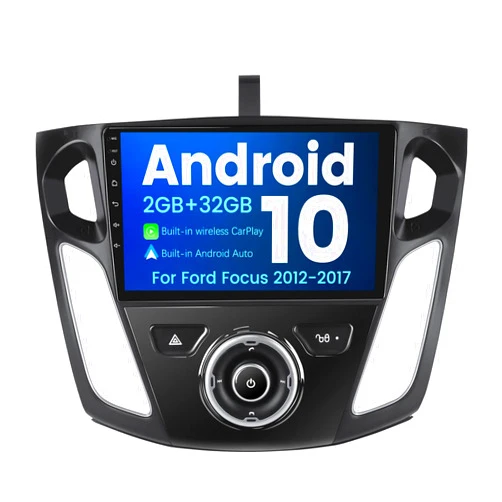 MekedeTech Android 10 Car Radio for Ford Focus 2012 2013 2014 2015 2016 2017 Stereo 9 inch IPS Touch Screen Built -in CarPlay WiFi Bluetooth DSP Head Unit Head Unit Multimedia Player Radio