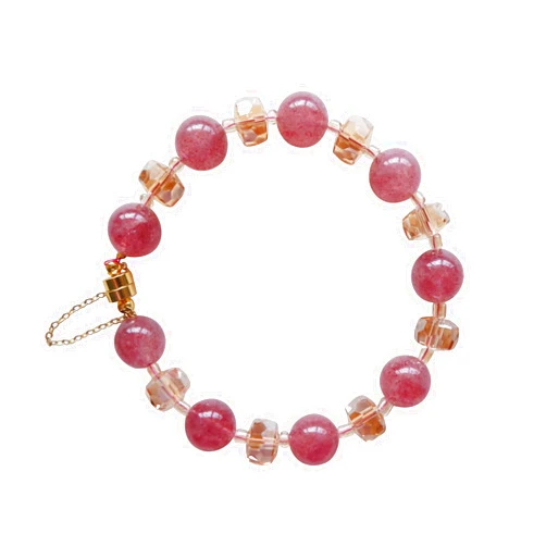Handmade Sparkling Jewel Bracelet Natural Strawberry Crystal Champagne Crystal Bracelet