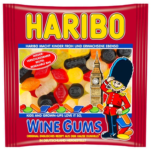 Haribo Wine Gums in Resealable Bag, 500 gram - 17.6 ounces