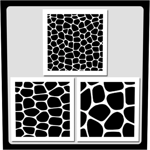 LAIR EFFECTS Set of 3 (6 X 6 inches Each) Reusable Cobblestone Rock Pattern Craft Stencils.
