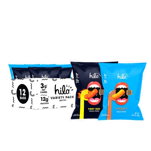 Hilo Life Low Carb Keto Friendly Snack Puffs Variety Pack, 0.92 Oz, 12 Count 12ct Variety Pack