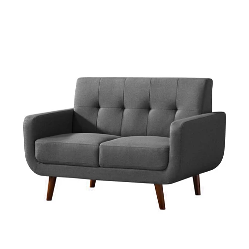 Husbedom 51 Inches Loveseat Sofa, Mid-Century Modern Mini Couch with Tufted Back for Small Living Room, Bedroom,Apartment, Dorm,Track Arms, Wooden Legs, Easy Assembly, Light Grey