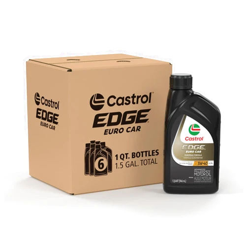 Castrol Edge Euro 5W-40 A3/B4 Advanced Full Synthetic Motor Oil, 1 Quart, Pack of 6