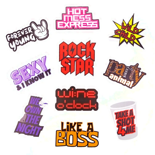 Blacklight Kreationz (Party Pack) Elevate Your Photo Booth Experience with Durable & Waterproof Photo Booth Props - Perfect for Weddings, Birthdays, & Photo Booth Businesses - PVC Foamboard Photo Props -10 Pieces per Set