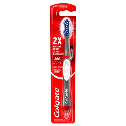 Colgate 360 Optic White Battery Powered Sonic Toothbrush, Soft, 1 Pack