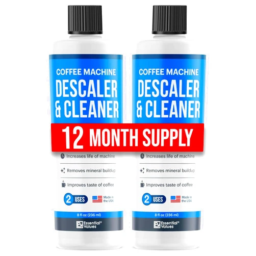 Essential Values Universal Descaling Solution for Keurig Breville Nespresso & Delonghi (4 Uses) | Coffee Machine Descaler Cleaner | Liquid To Descale Automatic Coffee Makers & Espresso Machines