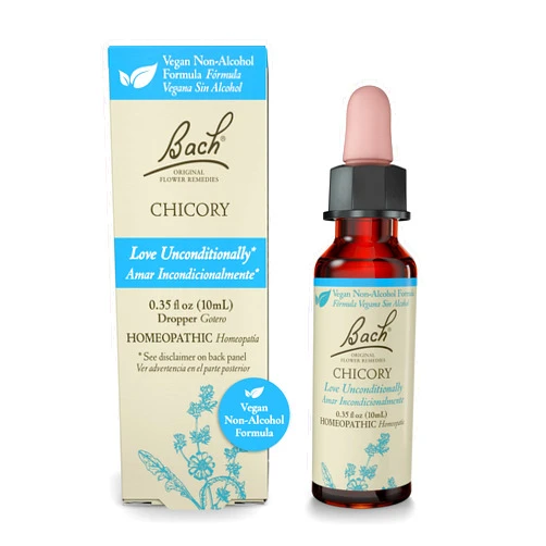 Bach Original Flower Remedies, Chicory for Unconditional Love (Non-Alcohol Formula), Natural Homeopathic Flower Essence, Holistic Wellness and Stress Relief, Vegan, 10mL Dropper